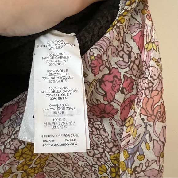 J. Crew Green Wool Shirttail Sweater in Liberty Print - Picture 8 of 8